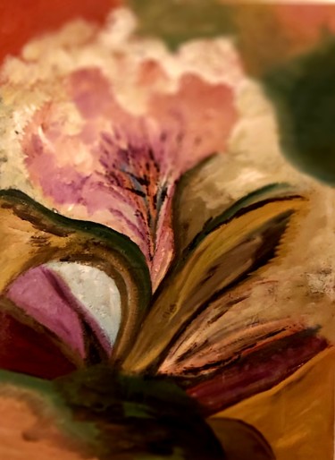 Painting titled "fleur mauve" by Corinne Fiard, Original Artwork, Oil