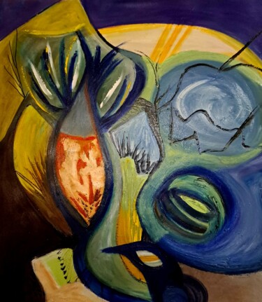 Pintura intitulada "le potager" por Corinne Fiard, Obras de arte originais, Óleo