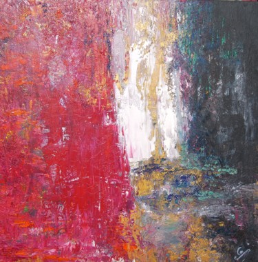Картина под названием "CASCADE" - Corinne Foucouin, Подлинное произведение искусства, Масло Установлен на Деревянная рама дл…