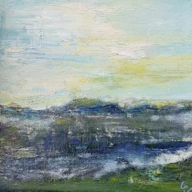 Painting titled "Horizon 20-20 N°15" by Corinne Foucouin, Original Artwork, Oil