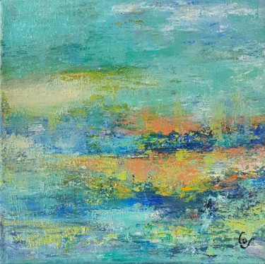 Ζωγραφική με τίτλο "Horizon 20-20 L'Isl…" από Corinne Foucouin, Αυθεντικά έργα τέχνης, Λάδι Τοποθετήθηκε στο Ξύλινο φορείο σ…