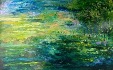 Pintura titulada "au bord de la mare" por Corinne Foucouin, Obra de arte original, Oleo Montado en Bastidor de camilla de ma…
