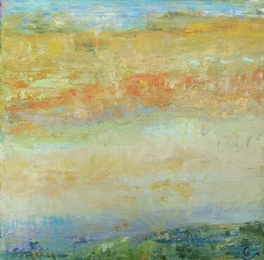 Painting titled "Horizon N 79 L'Isle…" by Corinne Foucouin, Original Artwork, Oil Mounted on Wood Stretcher frame