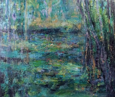 Painting titled "Marais" by Corinne Foucouin, Original Artwork, Oil