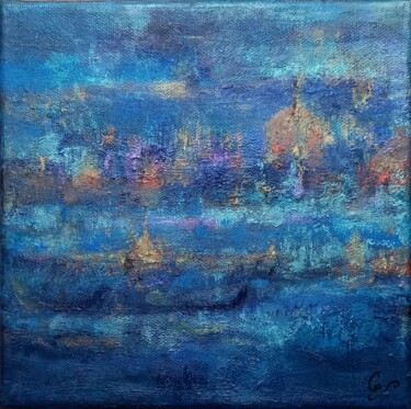 Painting titled "Impression n°5" by Corinne Foucouin, Original Artwork, Oil Mounted on Wood Stretcher frame