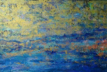 Картина под названием "Promenade nocturne" - Corinne Foucouin, Подлинное произведение искусства, Масло Установлен на Деревян…
