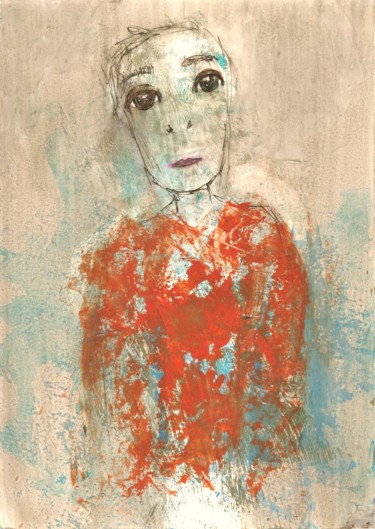 Sad woman portrait Картина под названием "Sad woman portrait" - Corinne Gégot, Подлинное произведение искусства, Акрил