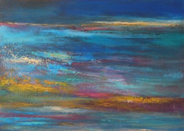Paysage marin abstrait multicolore Painting titled "Paysage marin abstr…" by Corinne Gégot, Original Art, Acrylic Mounted on Stretcher frame