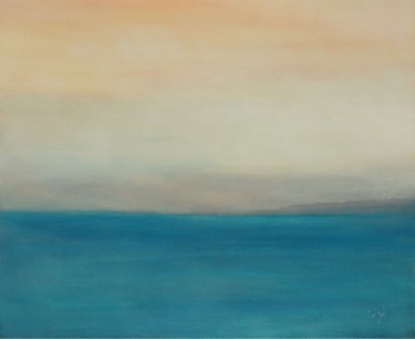 Paysage mer contemporain lumineux Painting titled "Paysage mer contemp…" by Corinne Gégot, Original Art, Acrylic Mounted on Stretcher frame