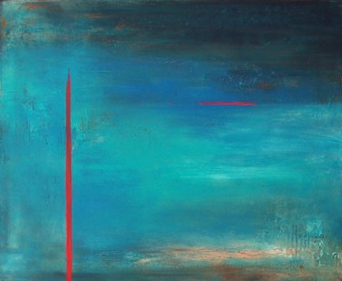 Tableau bleu turquoise Marine abstraite Peinture intitulée "Tableau bleu turquo…" par Corinne Gégot, Œuvre d'art originale, Acrylique Monté sur Châssis