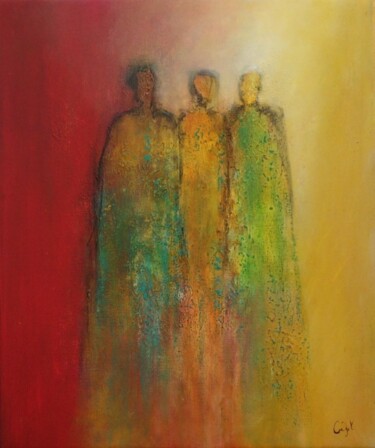 Trois personnages Peinture intitulée "Trois personnages" par Corinne Gégot, Œuvre d'art originale, Acrylique Monté sur Châssis