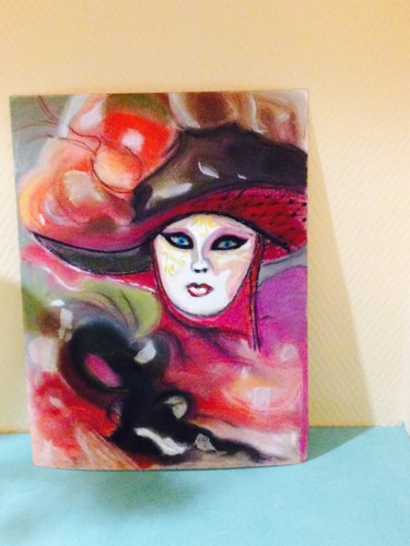 Dessin intitulée "Femme au chapeau" par Corinne Jauneau, Œuvre d'art originale, Pastel