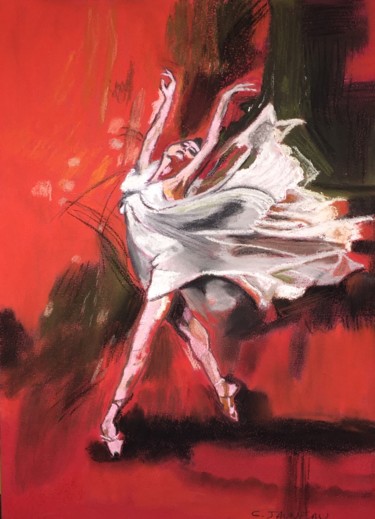 Painting titled "Danseuse" by Corinne Jauneau, Original Artwork, Pastel