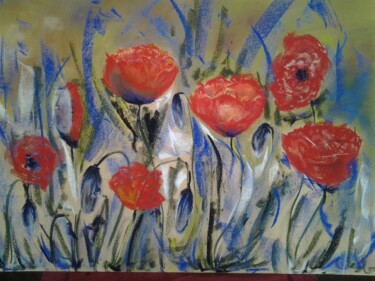 Painting titled "Coquelicots" by Corinne Lanno, Original Artwork