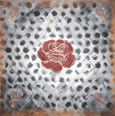 Peinture intitulée "rose-métal" par Corinne Manera - Perrin, Œuvre d'art originale, Autre