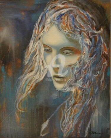 Painting titled "Regard" by Corinne Marino, Original Artwork, Oil