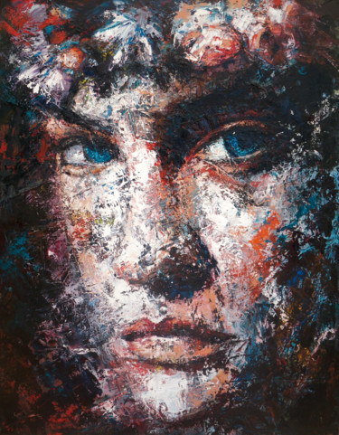 Peinture intitulée "portrait-couteau.jpg" par Corinne Mourchou, Œuvre d'art originale, Huile