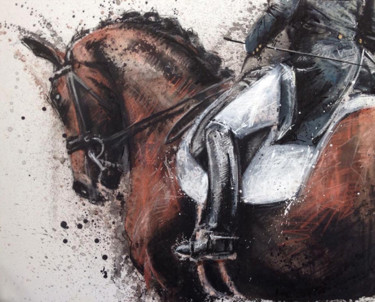 Painting titled "dressage.jpg" by Corinne Mourchou, Original Artwork