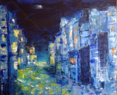 Peinture intitulée "Nocturne bleu.jpg" par Corinne Pech-Guwang, Œuvre d'art originale, Acrylique