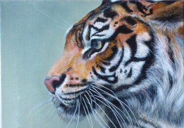 Peinture intitulée "tigre" par Corinne Perrier, Œuvre d'art originale, Gouache