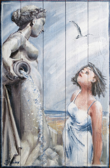 Peinture intitulée "fontaine-100x65-1.j…" par Corinne Pleindoux, Œuvre d'art originale
