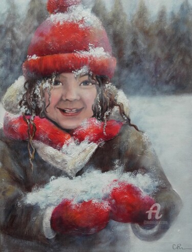 Pintura titulada "Un dimanche en hiver" por Corinne Riviere, Obra de arte original, Acrílico