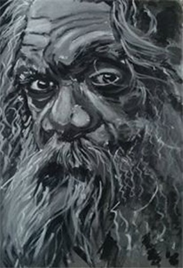 Peinture intitulée "Le vieil aborigene" par Corinne Ros, Œuvre d'art originale