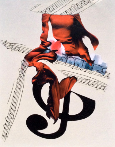 Collagen mit dem Titel "Habiter la musique" von Corinne Of The Wood, Original-Kunstwerk