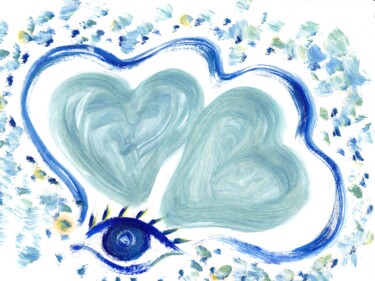 Dessin intitulée "φυλαχτό / The heart…" par Corinne'S Artcolorsimages, Œuvre d'art originale, Gouache