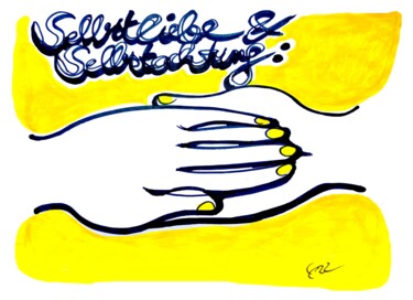 Dessin intitulée "Self-love and self-…" par Corinne'S Artcolorsimages, Œuvre d'art originale, Encre