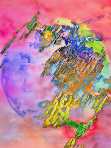 Arts numériques intitulée "Fracture le debut" par Corinne Sassi (Cjr sassi), Œuvre d'art originale, Peinture numérique