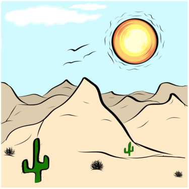 Digitale Kunst getiteld "Pastel Desert" door Corinne Thompson, Origineel Kunstwerk, 2D Digital Work