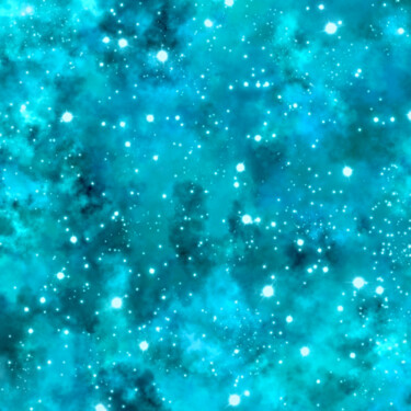 Grafika cyfrowa / sztuka generowana cyfrowo zatytułowany „BlueHue Nebula” autorstwa Corinne Thompson, Oryginalna praca, 2D p…