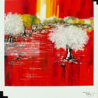 Painting titled "Rouge d'or" by Corinne Vilcaz, Original Artwork, Oil