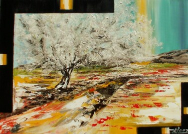 Peinture intitulée "Au bout du chemin.…" par Corinne Vilcaz, Œuvre d'art originale, Huile