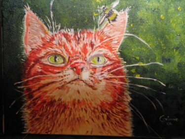 Peinture intitulée "chat roux" par Coco, Œuvre d'art originale