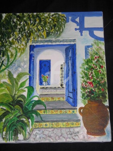 Peinture intitulée "porte tunisienne" par Coco, Œuvre d'art originale
