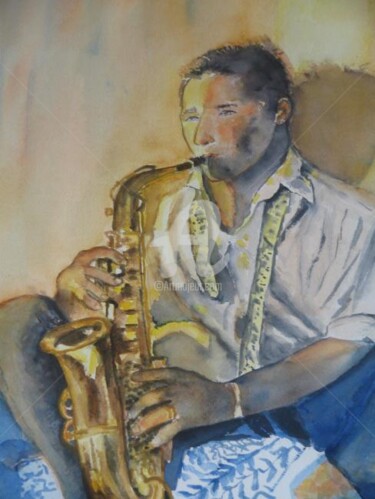 Peinture intitulée "saxophoniste" par Coco, Œuvre d'art originale