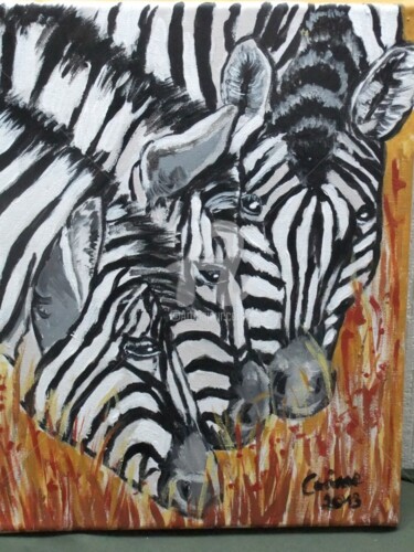 Peinture intitulée "les zebres" par Coco, Œuvre d'art originale
