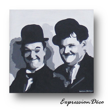 Pintura intitulada "Laurel et Hardy" por Corinne Duran, Obras de arte originais, Óleo