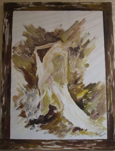 Painting titled "femme au chat" by Corinne Lasséré, Original Artwork, Acrylic