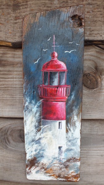 Painting titled "phare-rouge.jpg" by Corinne Lasséré, Original Artwork, Gouache