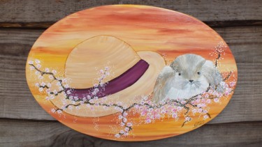 Peinture intitulée "le-lapin-au-chapeau…" par Corinne Lasséré, Œuvre d'art originale, Gouache