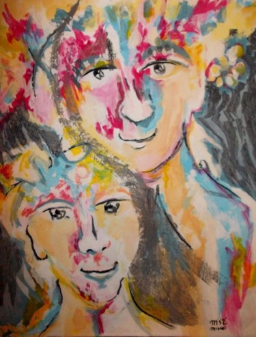 Peinture intitulée "Balade des amoureux…" par Corinne Misiri, Œuvre d'art originale