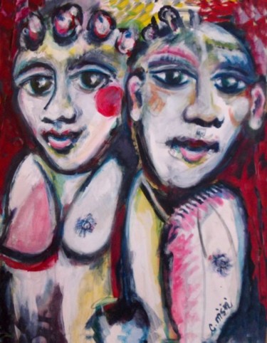 Painting titled "MISIRI & Vis ta vil…" by Corinne Misiri, Original Artwork, Oil