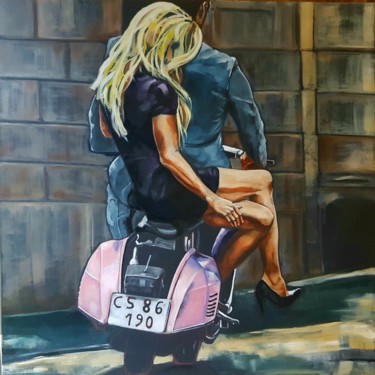 Painting titled ""La Dolce Vita"" by Corinne Saboureux, Original Artwork, Oil Mounted on Wood Stretcher frame