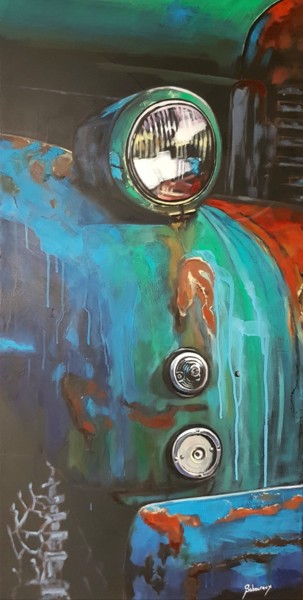 Pintura titulada "Regard mécanique" por Corinne Saboureux, Obra de arte original, Oleo Montado en Bastidor de camilla de mad…