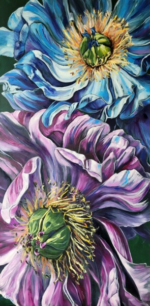 Painting titled ""Nectar"" by Corinne Saboureux, Original Artwork, Oil Mounted on Wood Stretcher frame