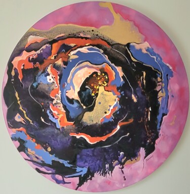 Peinture intitulée ""Fusion"" par Corinne Saboureux, Œuvre d'art originale, Acrylique Monté sur Châssis en bois
