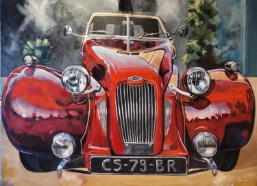 Malerei mit dem Titel ""Label rouge de Cha…" von Corinne Saboureux, Original-Kunstwerk, Öl Auf Keilrahmen aus Holz montiert